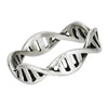Double Helix DNA Ring Silver Stainless Steel Geneticist Thumb Band Top View