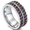 Double Rainbow Chain Spinner Ring Stainless Steel Anti-Anxiety Fidget Band Right View