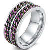 Double Rainbow Chain Spinner Ring Stainless Steel Anti-Anxiety Fidget Band