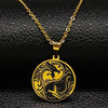 Dragon Yin Yang Necklace Gold Stainless Steel Draco Opposite Balance Amulet