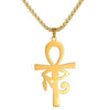 Egyptian Ankh Necklace Gold Stainless Steel Eye of Ra Aunk Amulet 