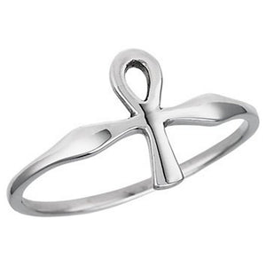 Egyptian Ankh Ring 925 Sterling Silver Ancient Egypt Aunk Band