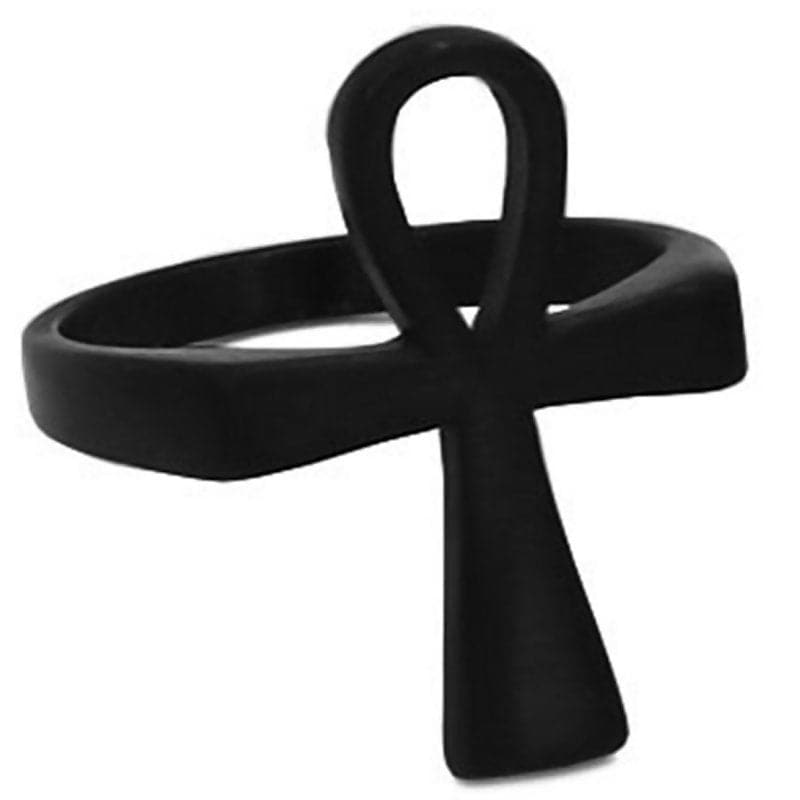 Egyptian Ankh Ring Black Stainless Steel Ancient Egypt Spiritual Aunk
