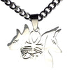 Egyptian Anubis Bastet Necklace Stainless Steel Gods of Ancient Egypt Pendant