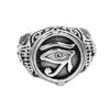 Egyptian Eye of Ra Ring Stainless Steel Ancient Egypt King Tut Signet Band Front View
