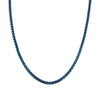 Electric Blue Rolo Chain Necklace Stainless Steel 3mm 15-23-inch