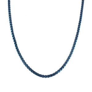 Electric Blue Rolo Chain Necklace Stainless Steel 3mm 15-23-inch