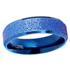 Electric Blue Stainless Steel Beveled Edge Wedding Band