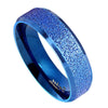 Electric Blue Stainless Steel Ring - 6mm Beveled Edge Wedding Band