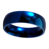 Domed Electric Blue Wedding Rings 6mm Stainless Steel Band