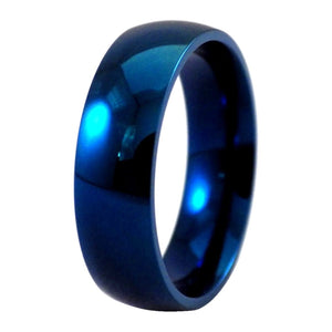 Blue Wedding Rings 6mm Wide Stainless Steel Band