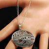 Eye of Ra Necklace Silver Stainless Steel Ancient Egyptian Horus Amulet Hand View