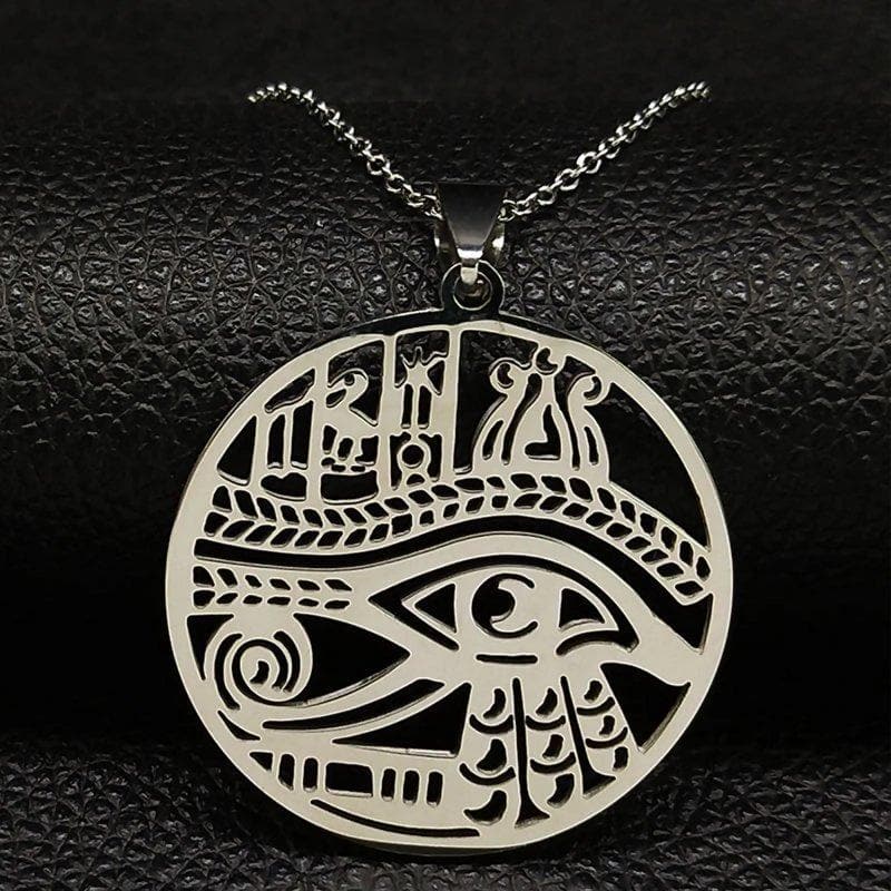 Gold Egyptian Eye of Horus Wadjat Amulet Pendant Necklace