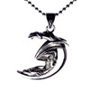 Fantasy Dragon Necklace Silver Stainless Steel Crescent Moon Draco Pendant