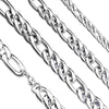 Figaro Chain Necklace 7.5mm Mens Silver Stainless Steel Left View