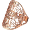 Filigree Boho Ring Rose Gold Stainless Steel Victorian Style Bohemian Band Left View