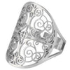 Filigree Boho Ring Silver Stainless Steel Victorian Bohemian Band Left View