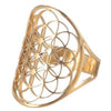 Flower of Life Ring Gold Stainless Steel Spiritual Sacred Geometry Boho Band Left View