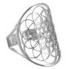 Flower of Life Ring Silver Stainless Steel Spiritual Sacred Geometry Band