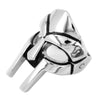 Gladiator Ring Silver Stainless Steel Warrior Spartacus Helmet Band Side View