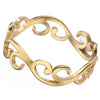Gold Boho Art Nouveau Ring Stainless Steel Filigree Bohemian Band Bottom View