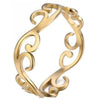 Gold Boho Art Nouveau Ring Stainless Steel Filigree Bohemian Band