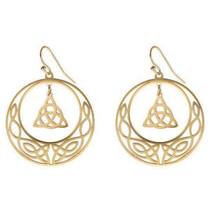 Gold Celtic Circle Trinity Knot Earrings Stainless Steel
