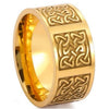 Gold Celtic Knotwork Ring Stainless Steel Norse Viking Wedding Band 10mm Left View
