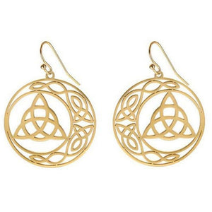 Gold Celtic Moon Trinity Knot Earrings Surgical Steel Triquetra