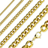 Gold Curb Chain Necklace Stainless Steel 3mm Wide Right View