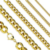 Gold Curb Chain Necklace Stainless Steel 3mm Wide