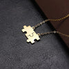 Gold Jigsaw Puzzle Piece Necklace Stainless Steel Autism Awareness Pendant Leather