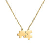 Gold Jigsaw Puzzle Piece Necklace Stainless Steel Autism Awareness Pendant Right View