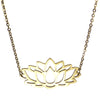 Gold Lotus Flower Necklace Stainless Steel Spiritual Nelumbo Pendant White