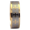 Gold Medieval Gothic Cross Stainless Steel Wedding Band