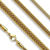 Gold Mesh Chain Stainless Steel 1.9-4mm Serpentine Necklace Left View