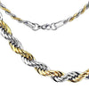 Gold Silver Rope Chain Necklace Two Tone Stainless Steel 5mm 20-30 Inch