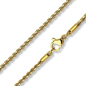 Gold Twisted Round Link Serpentine Chain Necklace Stainless Steel