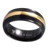 Gold Wedding Band Black Stainless Steel Classic Ring