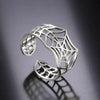 Gothic Art Deco Spider Web Ring Stainless Steel Cybergoth Band Far View