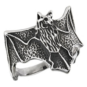 Gothic Bat Ring Silver Stainless Steel Vampire Dracula Cosplay Band