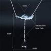 Gothic Bat Y Necklace Stainless Steel Vampire Dracula Goth Pendant With Measurements