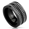 Gothic Black Double Chain Spinner Ring Stainless Anti-Anxiety Band Right View