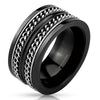 Gothic Black Double Chain Spinner Ring Stainless Anti-Anxiety Band