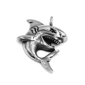Great White Shark Necklace Stainless Steel Nautical Surf Style Fishing Pendant