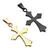 Gothic Cross Necklace Gold Black Stainless Steel Crucifix Pendant