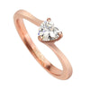 Rose Gold Stainless Steel Ring with Heart-Shaped CZ Stone Solitaire