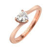 Heart-Shaped CZ Stone Solitaire Rose Gold Stainless Steel Ring