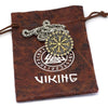 Helm of Awe Viking Necklace Gold Stainless Steel Norse Runes Vegvisir Pendant With Pouch