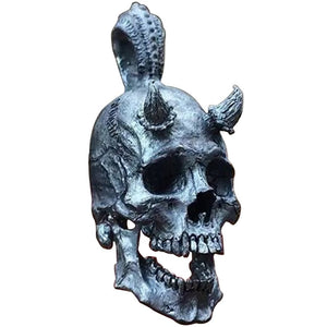Horned Demon Skull Necklace Stainless Steel Gothic Devil Pendant